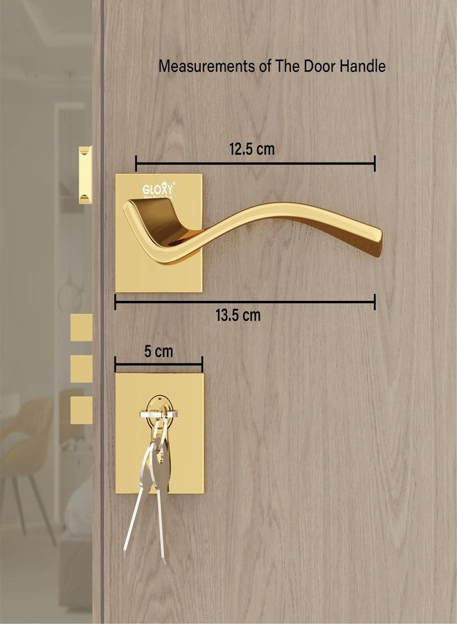 GLOXY Premium Zinc Mortise Lock Door Handle Lock for Main & Internal Door in Residential & Commercial Spaces Body 3 Brass Key for Hotel,Room| Gold Finish (2 Years Warranty, Pack of 1) - Image 5